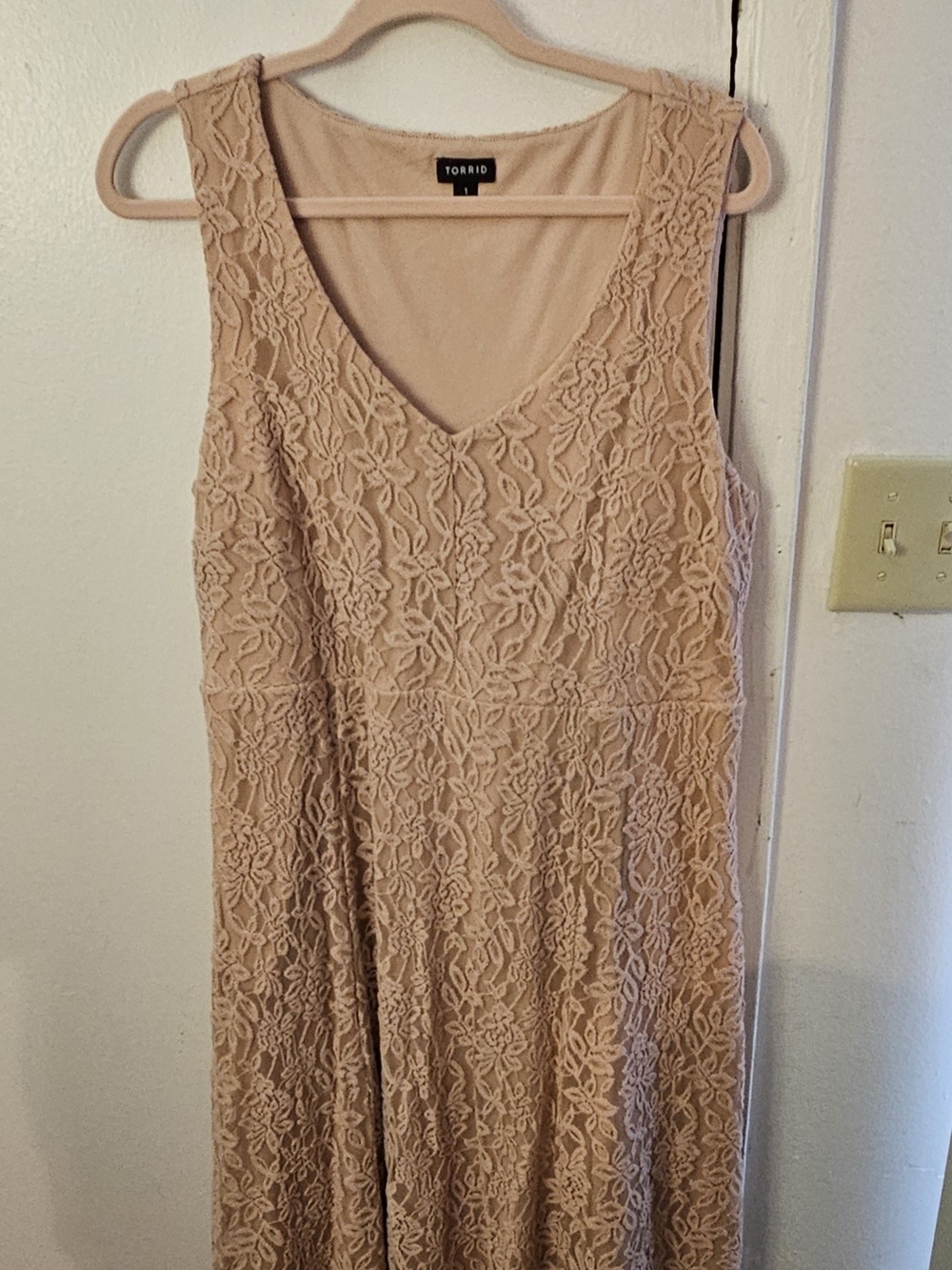 torrid Blush Lace V-Neck Sleeveless Mini Dress